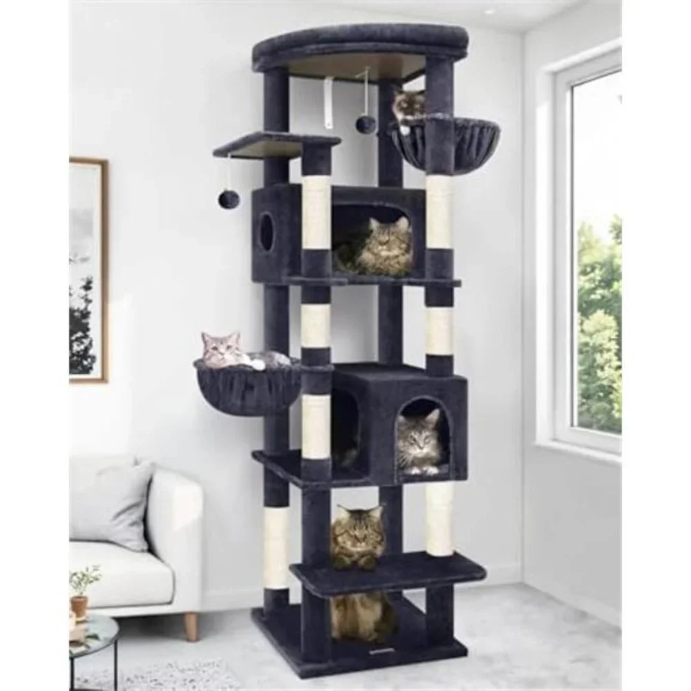 Heavy Duty Cat Tree Sturdy Cat Tower, Dark Gray, 74
